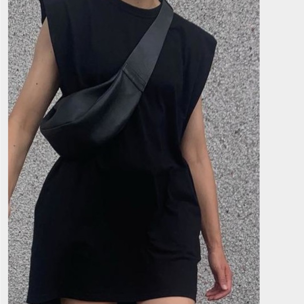 COS black leather crescent bag
